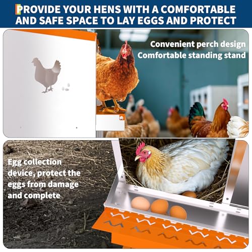Garvee Chicken Nesting Box with Removable Tray, 8 Compartment Nesting Boxes for Chickens, Easy to Clean and Install