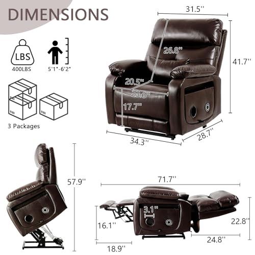 Dual Motor Power Lift Recliner Chair for Adult & Elderly, Infinite Position Lay Flat Lift Chair with Heat & Massage, Cup Holder, Lumbar Pillow
