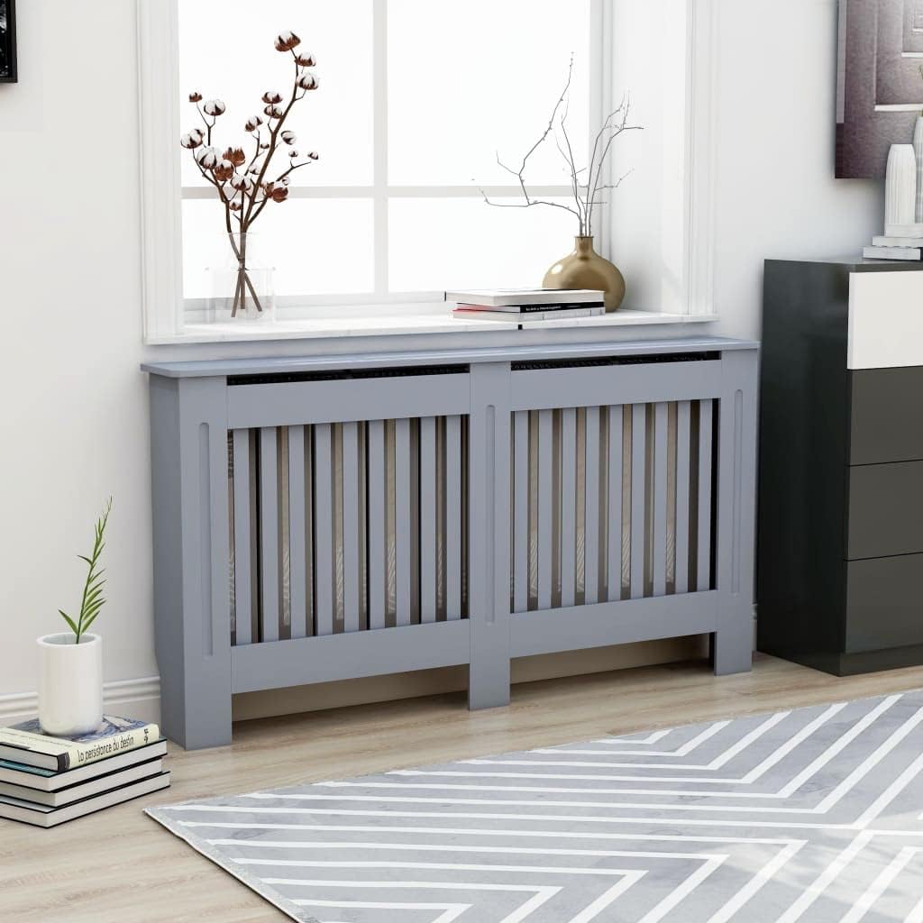 vidaXL Radiator Cover Heater Cover Cabinet Shelf Household Appliance Heating Accessories Home Improvement Funiture Wooden Cap Anthracite MDF