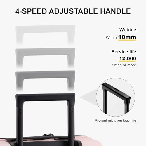 LEVEL8 Hard Shell Carry on Luggage Airline Approved, Carry-on Suitcases with Wheels, Lightweight Luminous Textured Hardside Travel Bag with Tsa Lock