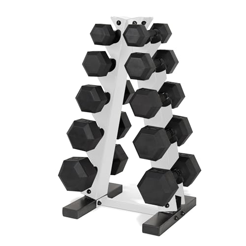 CAP Barbell 150 LB Coated Hex Dumbbell Weight Set with Vertical Rack | Multiple Options
