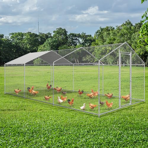 COVERONICS Metal Chicken Coop Run - Outdoor Large Chicken Coop with Waterproof Cover and Security Lock