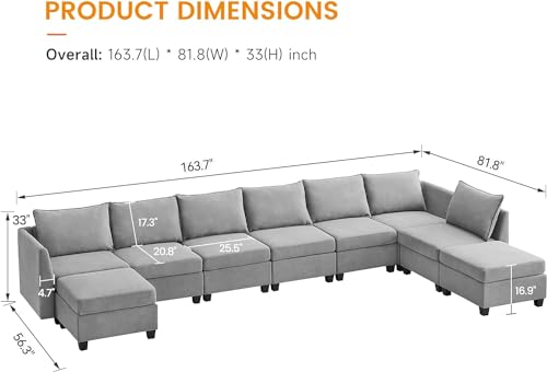 GAOMON Sectional Sofa with Storage Seat, 9 Seat Sofa Set U Shaped Sectional Couches for Living Room