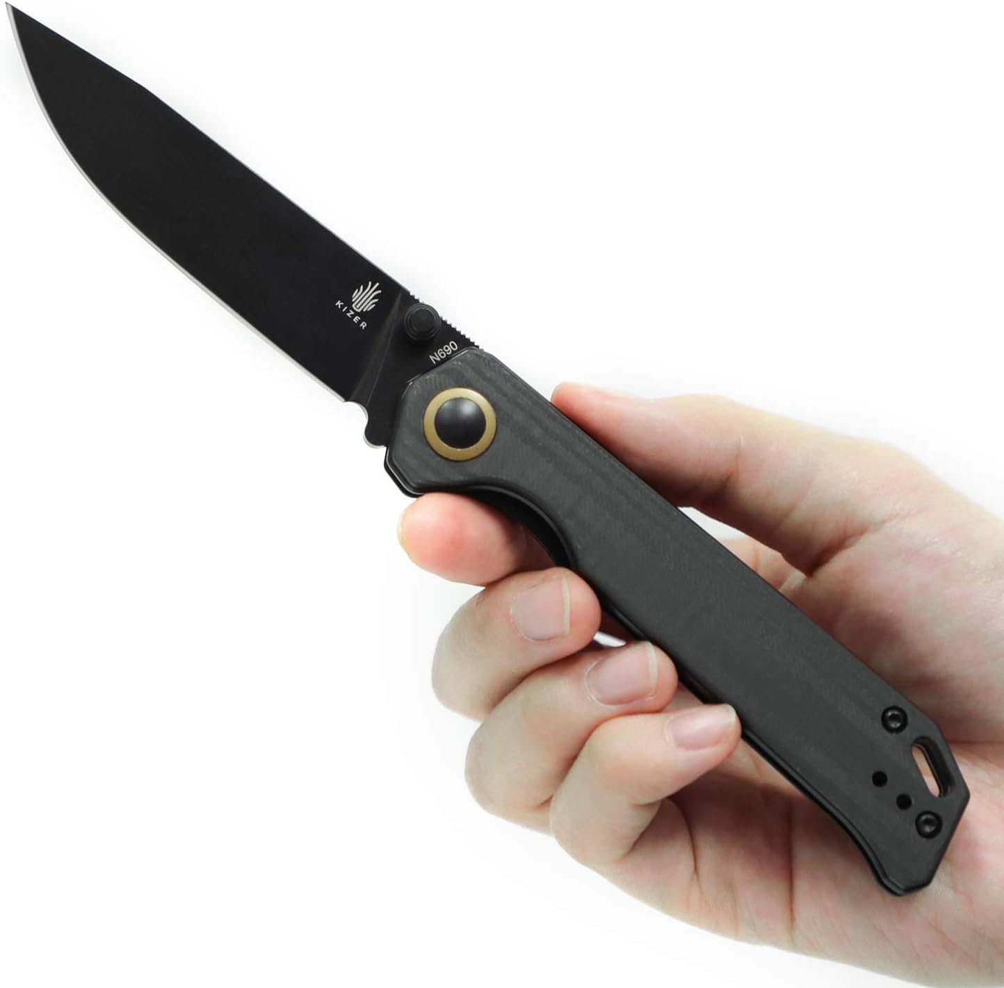 Kizer Begleiter2, Folding Pocket Knife with N690 Blade and Carbon Fiber Handle, Thumb Stud, Deep Carry Clip for Outdoor