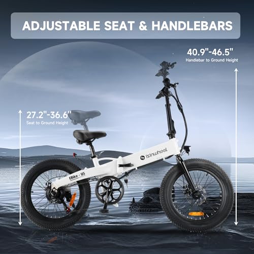 isinwheel U1 Electric Bike, 500W Motor, 20 mph, Folding Ebike, 14"/16"/20" Adults Electric Bicycles, 280.8Wh Battery, 25 Miles PAS Range, Black