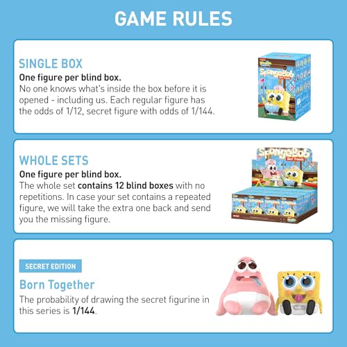 POP MART Spongebob Best Friends Series Figures, Spongebob Blind Box Figures, Random Design Action Figures Collectible Toys Home Decorations