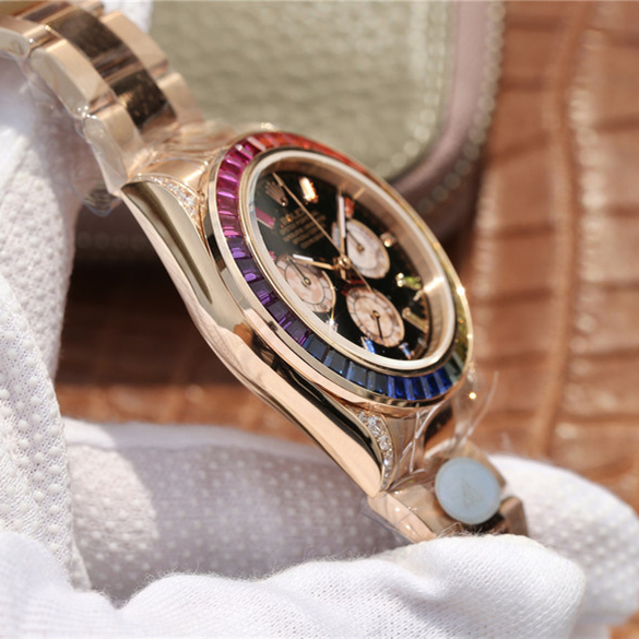 DAYTONA RAINBOW DIAMOND ROSE GOLD STAINLESS STEEL40mm