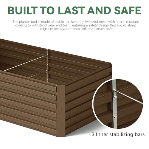 FOOWIN 2pcs 8x4x2ft Galvanized Raised Garden Bed, Planter Raised Garden Boxes Outdoor, Large Metal Raised Beds for Gardening