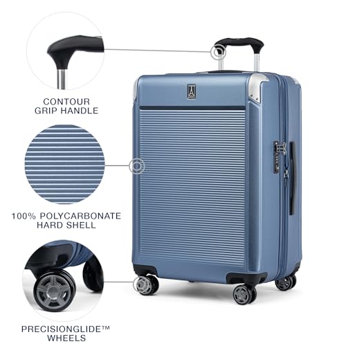 Travelpro Platinum Elite Hardside Expandable Carry on Luggage, 8 Wheel Spinner, TSA Lock, Hard Shell Polycarbonate Suitcase, Metallic Sand