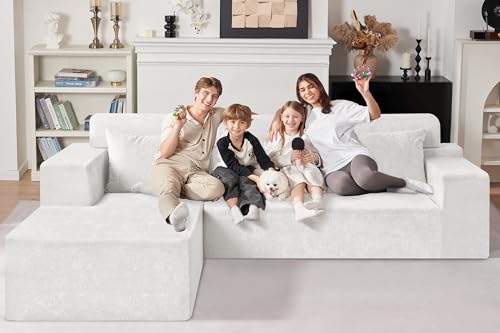 HABUTWAY 105" L-Shape Modular Sectional Sofa Couch for Living Room,No Assembly Required,Modular Comfy Sofa with Deep Seat for Living Room Bedroom