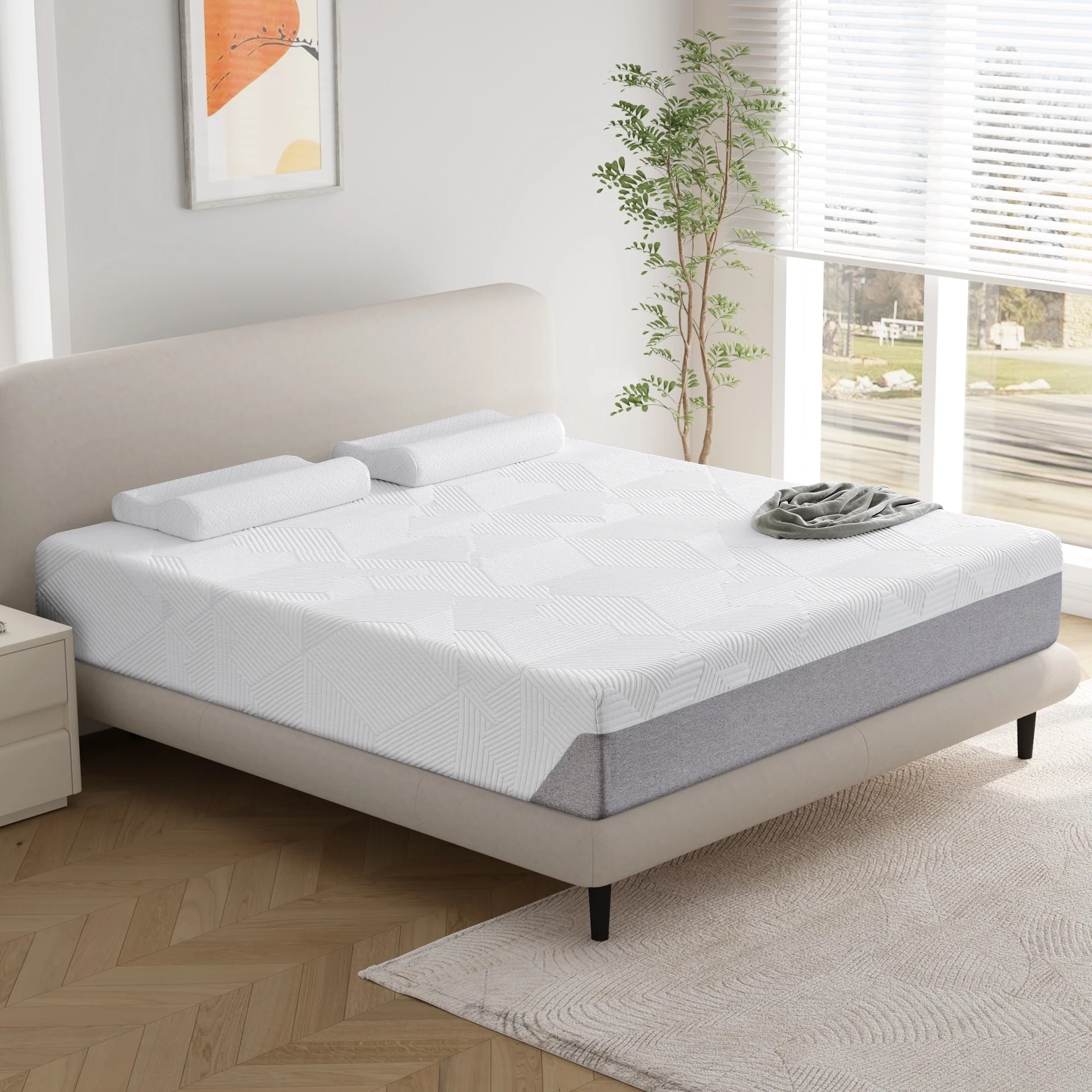 King Mattress, Potctz 12" King Size Memory Foam Mattress Bed Mattress In a Box, Medium Firm Support
