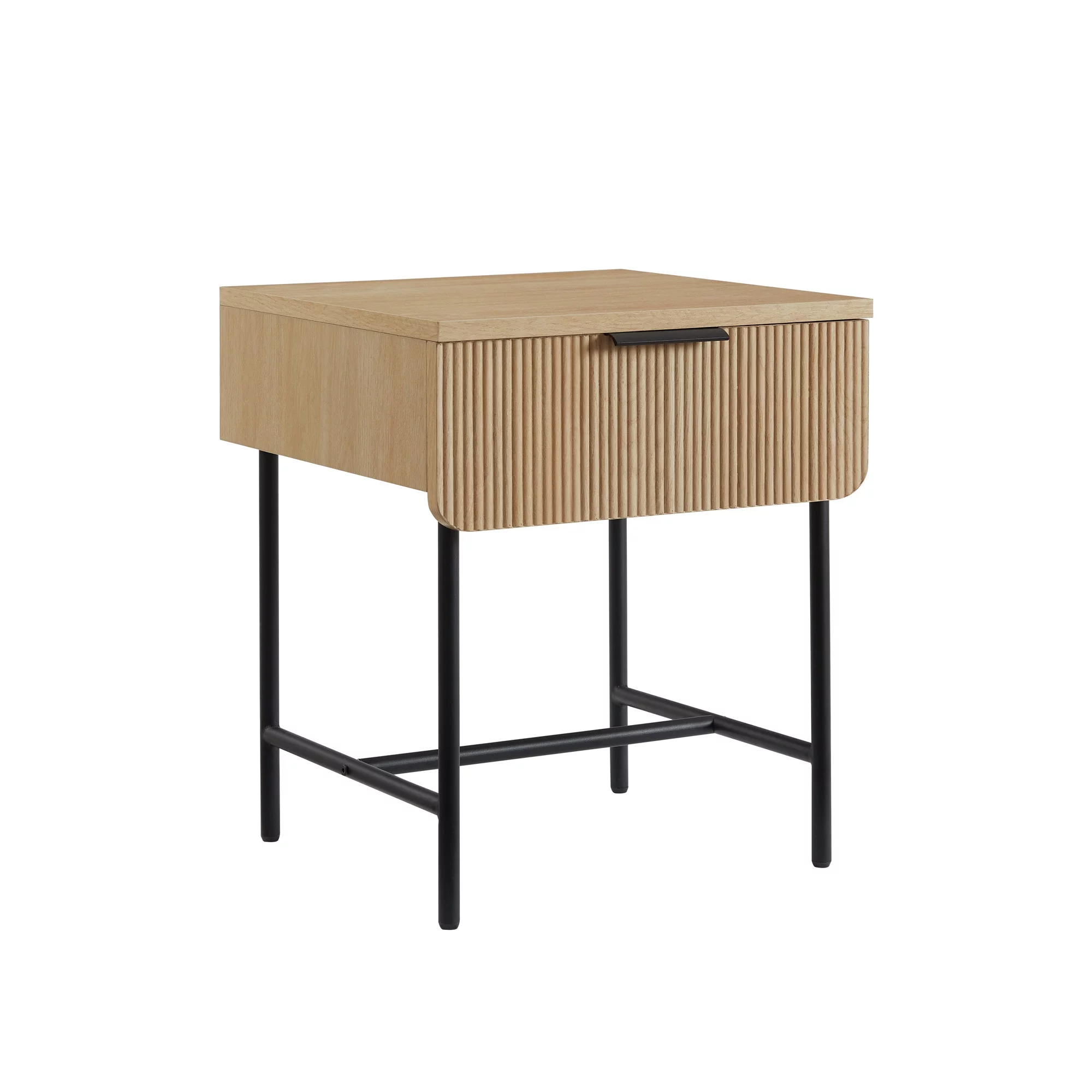 Walker Edison 18.5" Reeded 1-Drawer Side Table - Coastal Oak/ Black