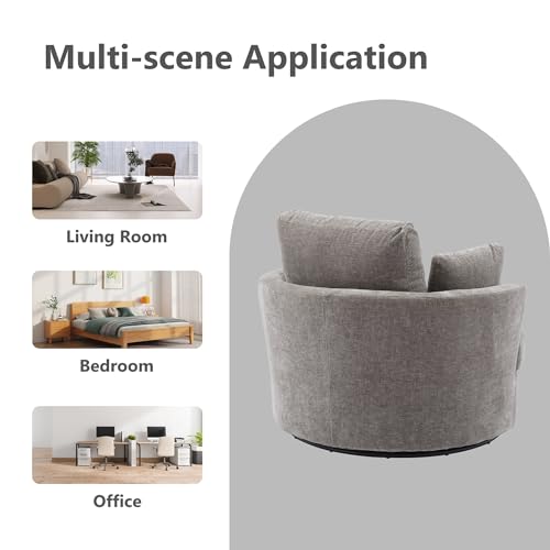 Chifee & Vingol 42.2" Oversized Swivel Accent Chair Round Barrel Chair,Chenille,Beige