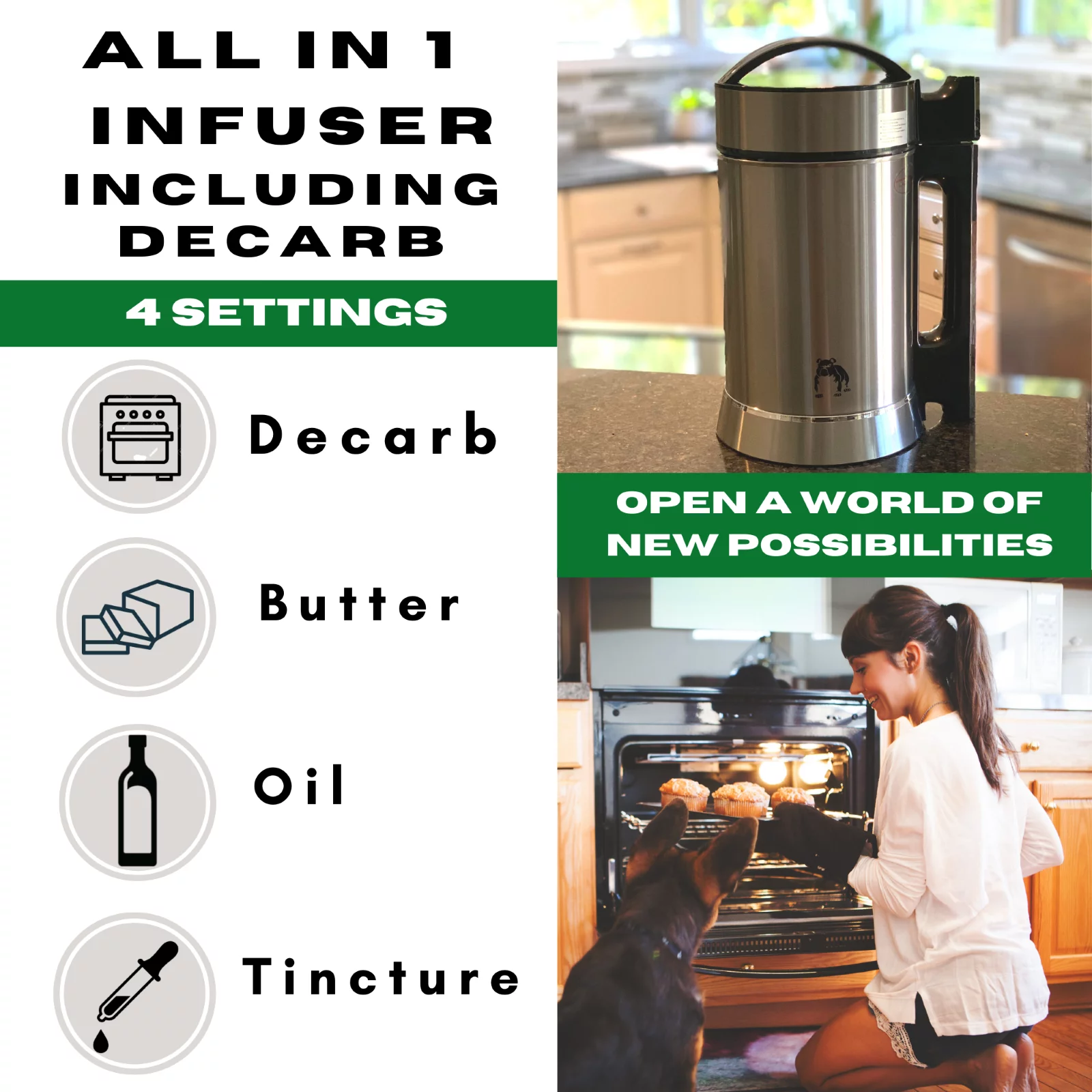 ALL IN 1 - Infusion & Decarb Machine for Butters, Oils, Tinctures and more, EdiWhip Infuser to Make Edibles Mess & Fuss Free