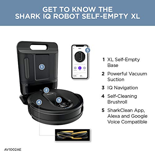Shark Robot Vacuum & Mop Combo, Powerful Suction, Matrix Plus, 60-Day Debris Capacity, HEPA Bagless Self Empty Base, Sonic Mopping
