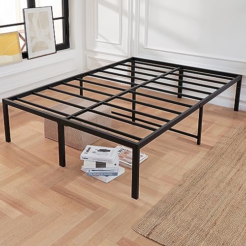 California King Bed Frame 18 Inch Tall Cal King Bed Frame with Storage Heavy Duty Steel Slats Metal Platform Bed Frames No Box Spring Needed Anti