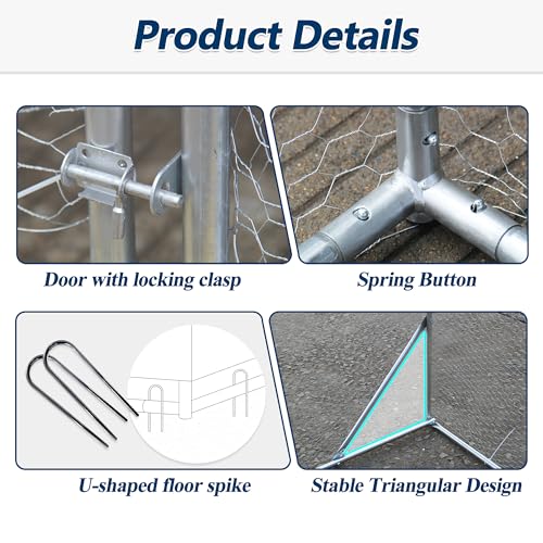 COVERONICS Metal Chicken Coop Run - Outdoor Large Chicken Coop with Waterproof Cover and Security Lock