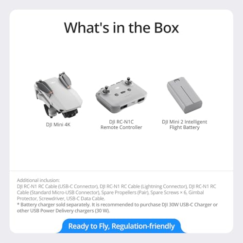 DJI Mini 4K, Drone with 4K UHD Camera for Adults, Under 249 g, 10km Video Transmission, Auto Return, Wind Resistance