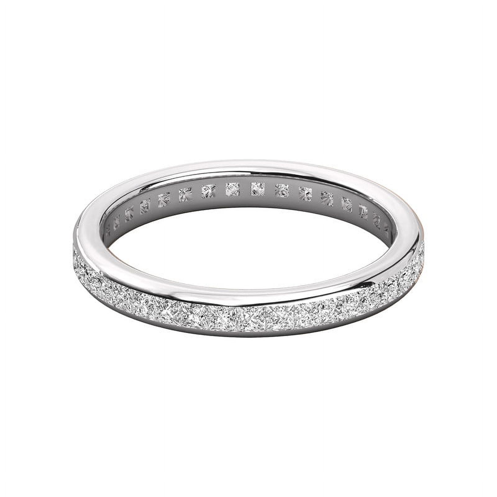 SOLITAIRE JEWELS 1.70MM Princess Cut Colorless Moissanite Eternity Wedding Band, Bezel Set Full Eternity Moissanite 925 Silver Band