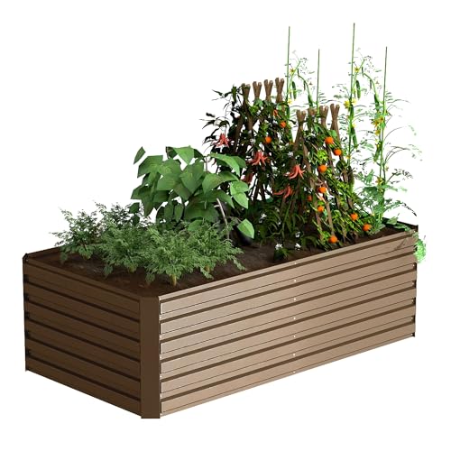 FOOWIN 2pcs 8x4x2ft Galvanized Raised Garden Bed, Planter Raised Garden Boxes Outdoor, Large Metal Raised Beds for Gardening