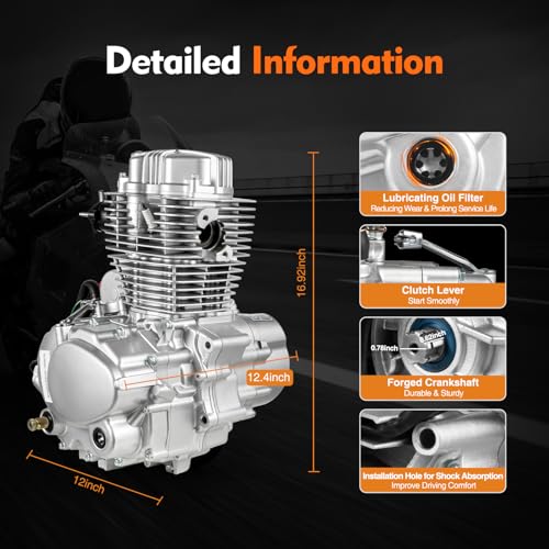 ATV 250cc Engine Motor, 4-Stroke air-Cooled Vertical Engine, CDI Ignition System, 5-Speed Manual Transmission, CG250 Vertical Engine Motor