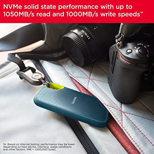 SanDisk 2TB Extreme Portable SSD - Up to 1050MB/s, USB-C, USB 3.2 Gen 2, IP65 Water and Dust Resistance, Updated Firmware