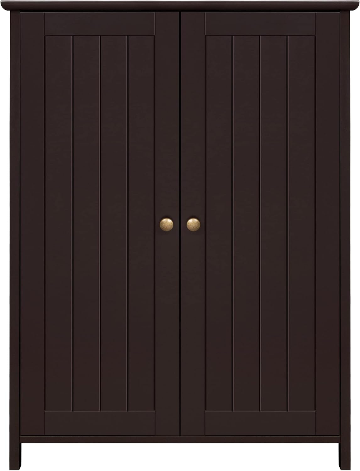 Yaheetech Free-Standing Bathroom Cabinet Wood Side Cabinet Storage Organizer with Adjustable Shelves and Double Doors, 23.6in Lx11.8in Wx31.7in H