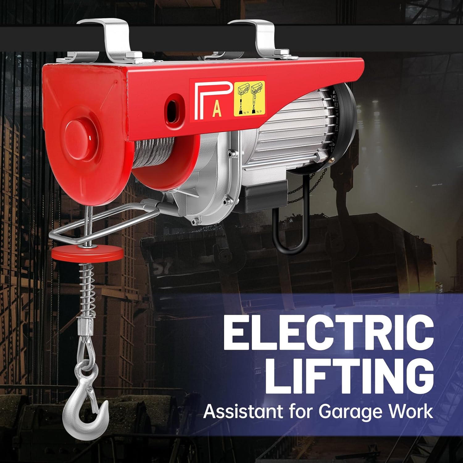 1320lbs Heavy Duty Auto Lifting Wireless Electric Hoist, with 39ft Rope, 110V for Warehouse, Garage, Factory