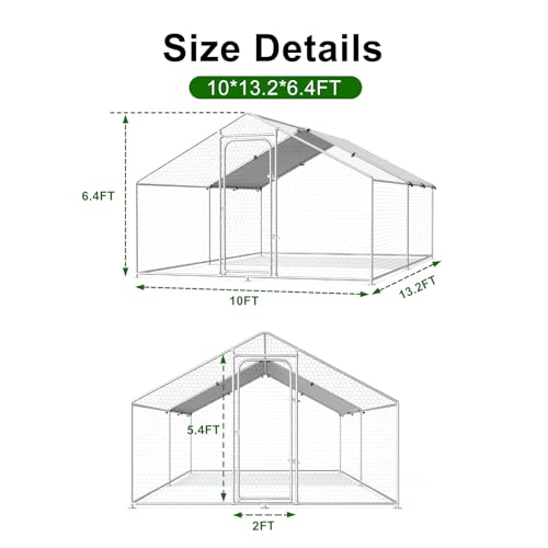 Large Metal Chicken Coop with Waterproof and UV-Resistant Cover