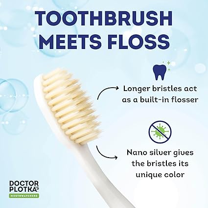 Soft Bristle Flossing Toothbrush Manual Soft Toothbrush for Adults, Ultra Clean Toothbrush, Good for Sensitive Teeth and Gums, Variety 4 Pack
