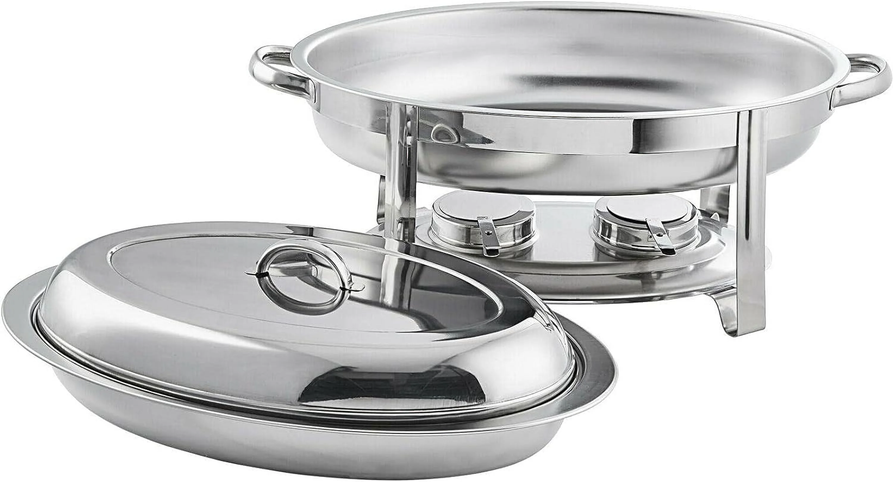 6 Qt. Oval 23 Size Stainless Steel Chrome Accent Chafer Chafing Dish Food Warmer Buffet Set Servers And Warmers For Parties Dishes Warmers, Silver