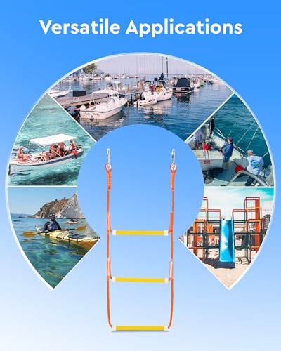 CO-Z 3 Step Removable Dock Ladder, Pontoon Boat Ladder with 350lb Load, Aluminum Swim Ladder with Wide Step & Nonslip Tread