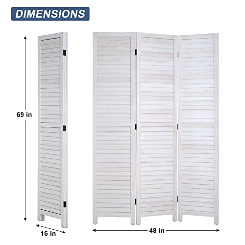 Room Divider 6 Panel Wood Privacy Screen Folding Partition Wall Room Dividers Freestanding White 5.57 FT Tall Divider for Room Separation