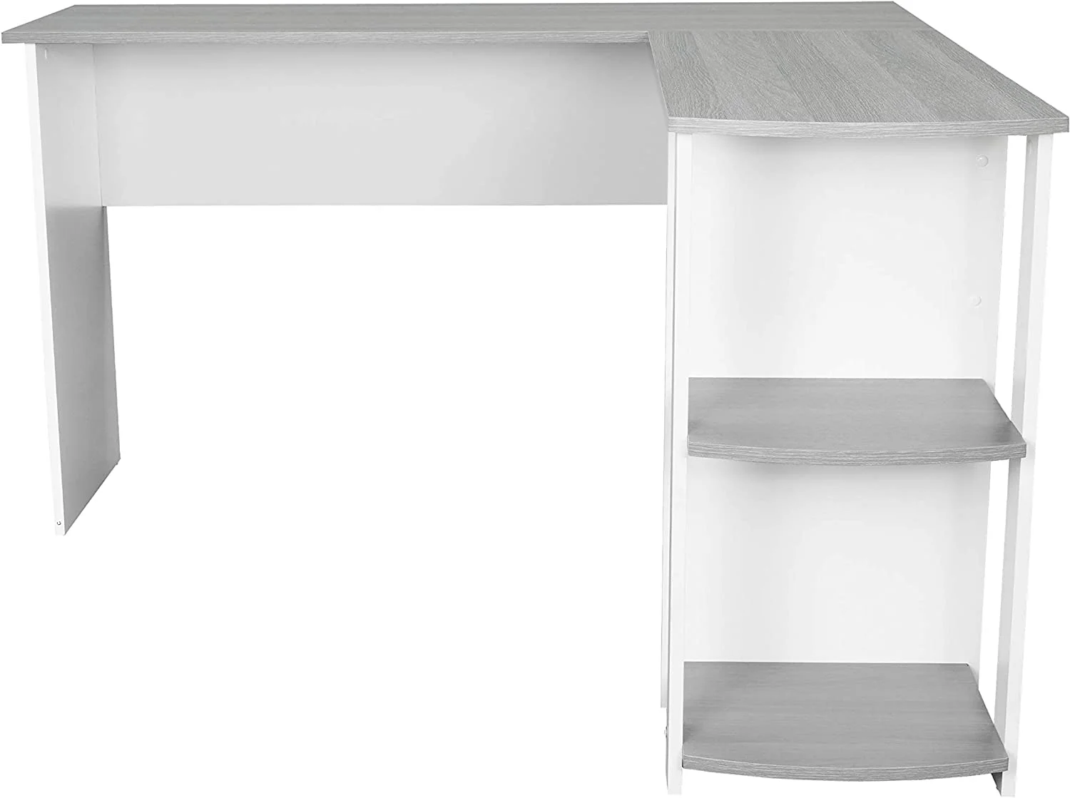 AngLink Shaped Desk - Modern Computer Desk with Corner Bookshelf & Side Storage Shelves for Home Office Accessories - Elegant, Space-Saving
