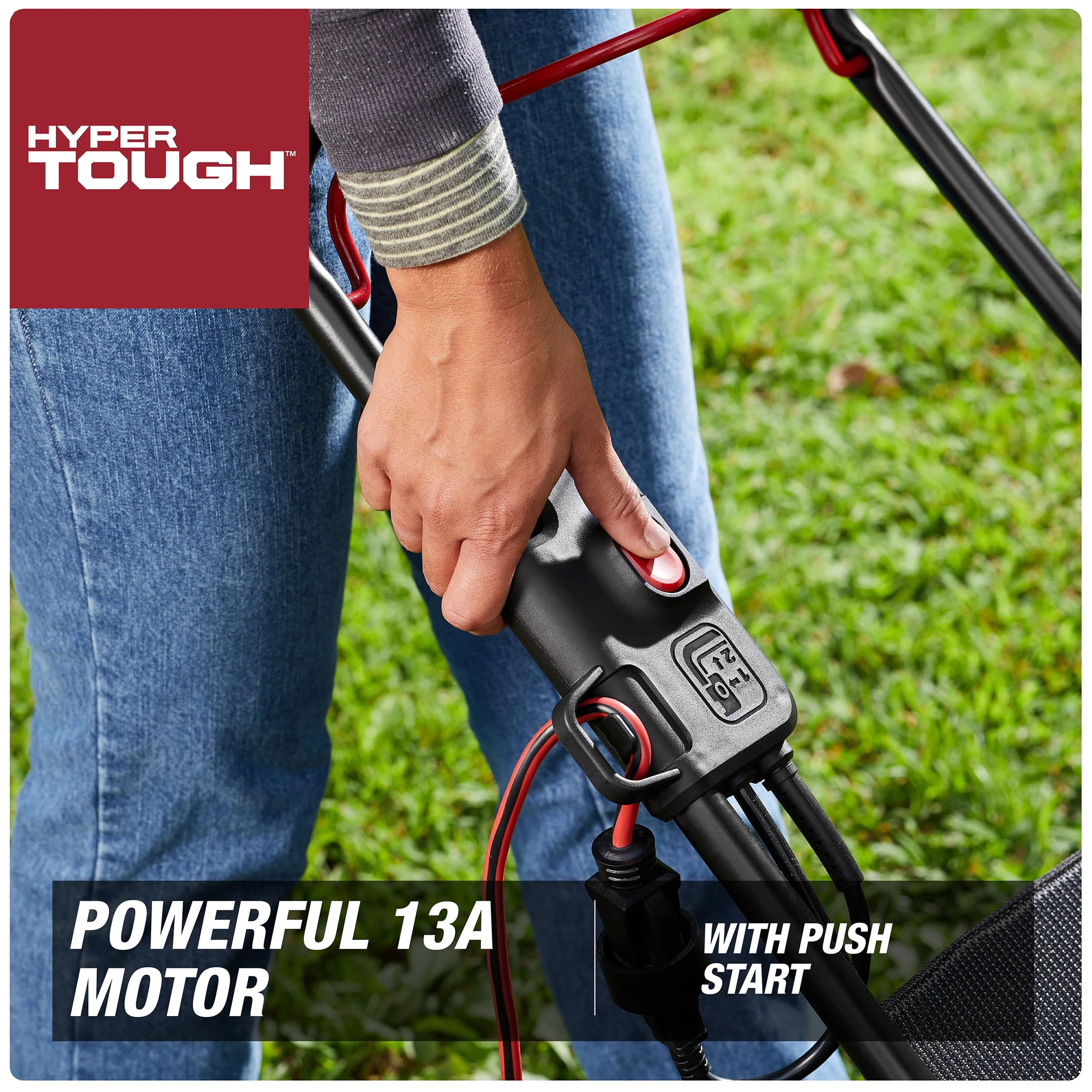 Hyper Tough 20 13A Corded Electric Push Walk-behind Lawn Mower, Bag collection, Mulching, Side-discharging