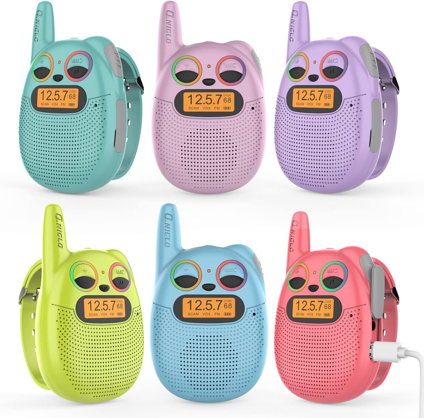 QNIGLO Rechargeable Kids Walkie Talkies, 22 Channel FRS Long Range Walkie Talkies for Kids Toys Gift, Adults Outdoor Camping, Hiking, Cruising