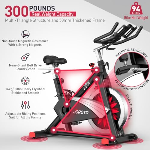 JOROTO X2|X2PRO Exercise Bike, X4S Bluetooth Stationary Indoor Cycling Bike with Readable 100 Levels Magnetic Resistance
