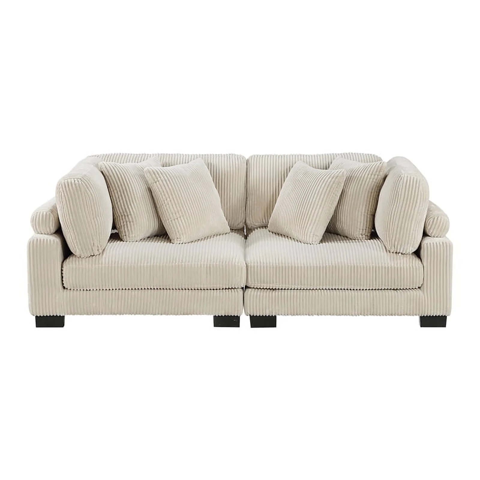 Lexicon Traverse Upholstered Corduroy Fabric Loveseat in Beige