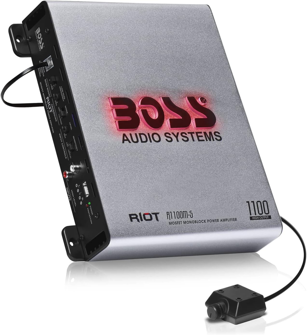 BOSS Audio Systems R1100M-S Riot Series Car Audio Subwoofer Amplifier - 1100 High Output, Monoblock, Class A/B, 2/4 Ohm Stable, Low/High Level Inputs