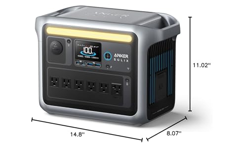 Anker SOLIX C1000 Portable Power Station, 1800W (Peak 2400W) Solar Generator, Full Charge in 58 Min, 1056wh LiFePO4 Battery for Home Backup