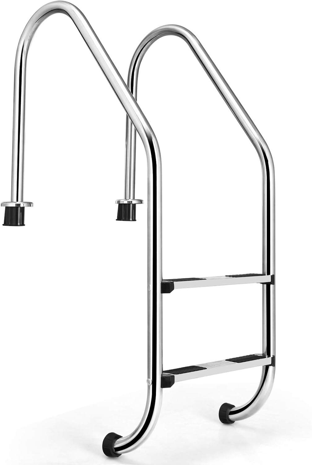 Goplus Swimming Pool Ladder, Inground 2-Step Non-Slip Ladder, Stainless Steel Ladder w/ 440 Weight Capacity