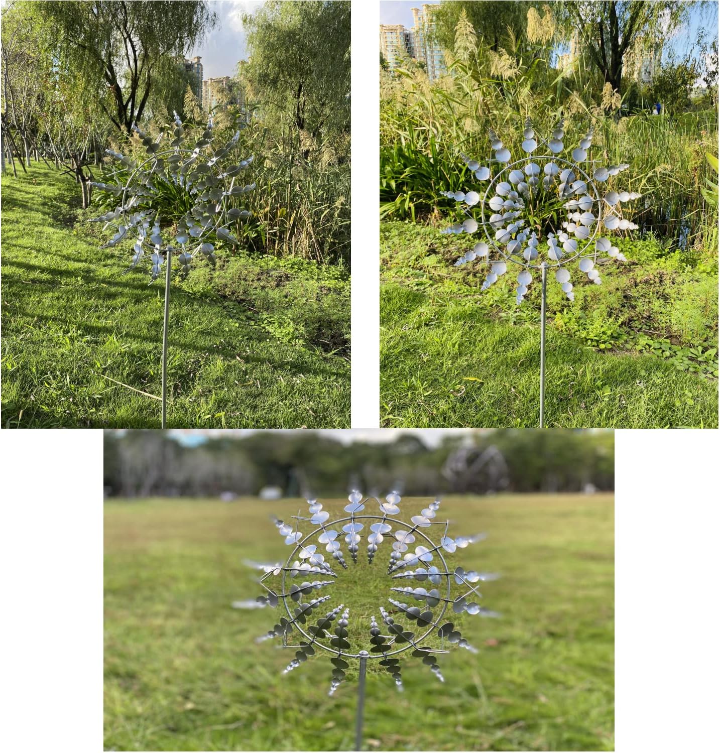 CGLoeng 3D Unique and Magical Metal Windmill Spin Easily Wind Spinners Outdoor Wind Kinetic Sculpture Lawn Wind Spinners for Yard/Garden/Decor