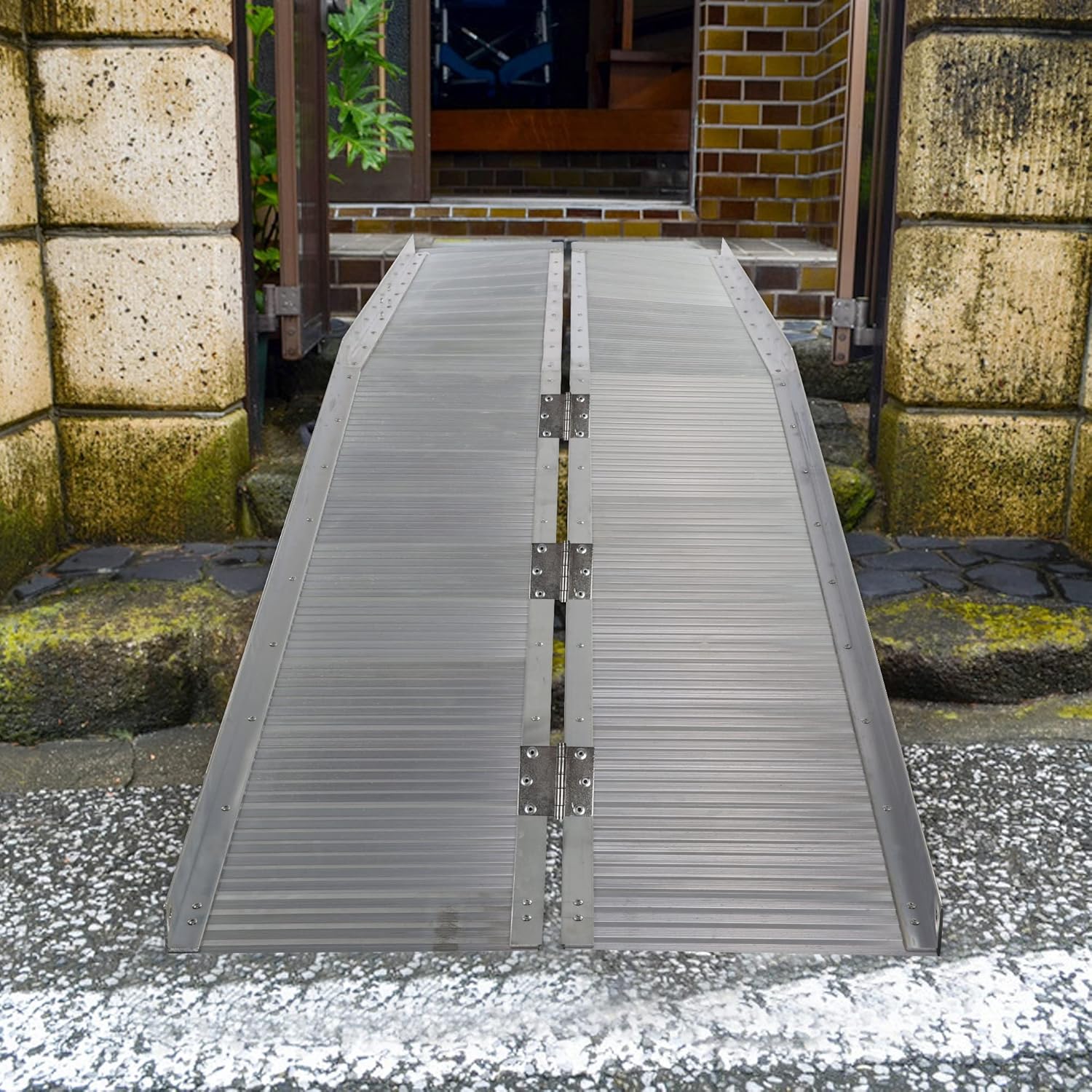 Wheelchair Ramps 8FT Folding Portable Traction Antiskid Aluminum Loading Ramp for Scooters Car Doorways