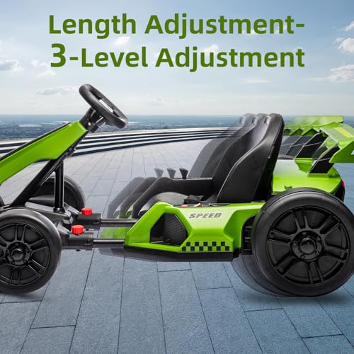 24V Electric Go Kart for Kids，Powerful Drift Kart with 2 * 150W Motors, Adjustable Seat