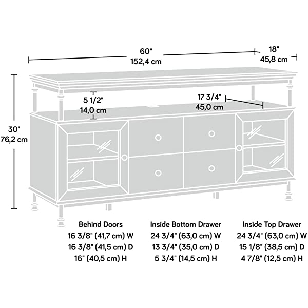 Sauder Canal Street Entertainment Credenza, For TV's up to 60", Northern Oak Finish