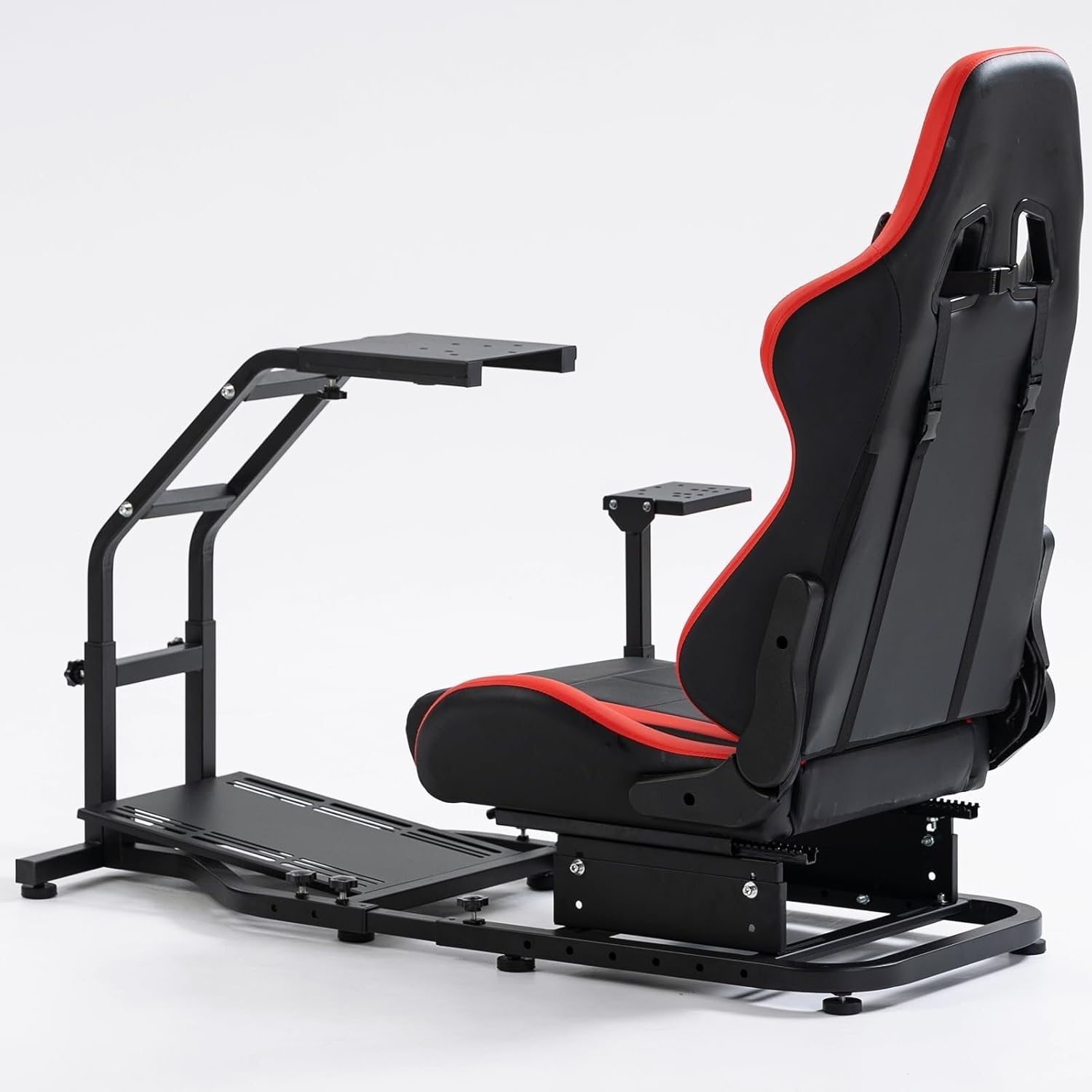 Steering Wheel Stand Racing Cockpit with Red Seat Unobstructed Design for Both Legs Fit for Logitech/Thrustmaster G29,G920,G923,G25,T300RS,T80