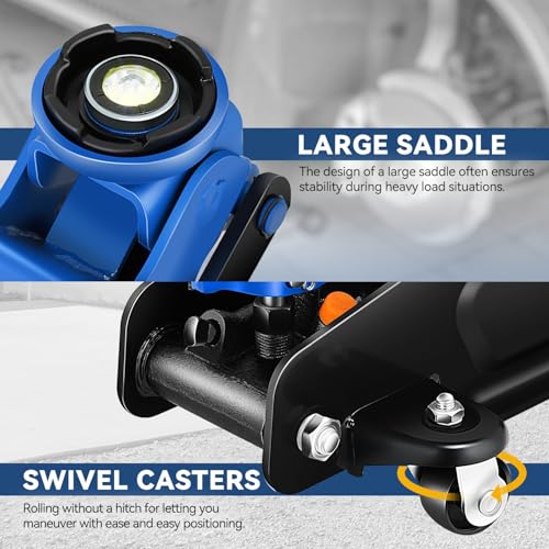 Auto Dynasty 4 Ton Low Profile Floor Jack, Heavy Duty Steel Hydraulic Car Jack with Dual Pistons Quick Lift Pump, Hydraulic Racing Floor Jack