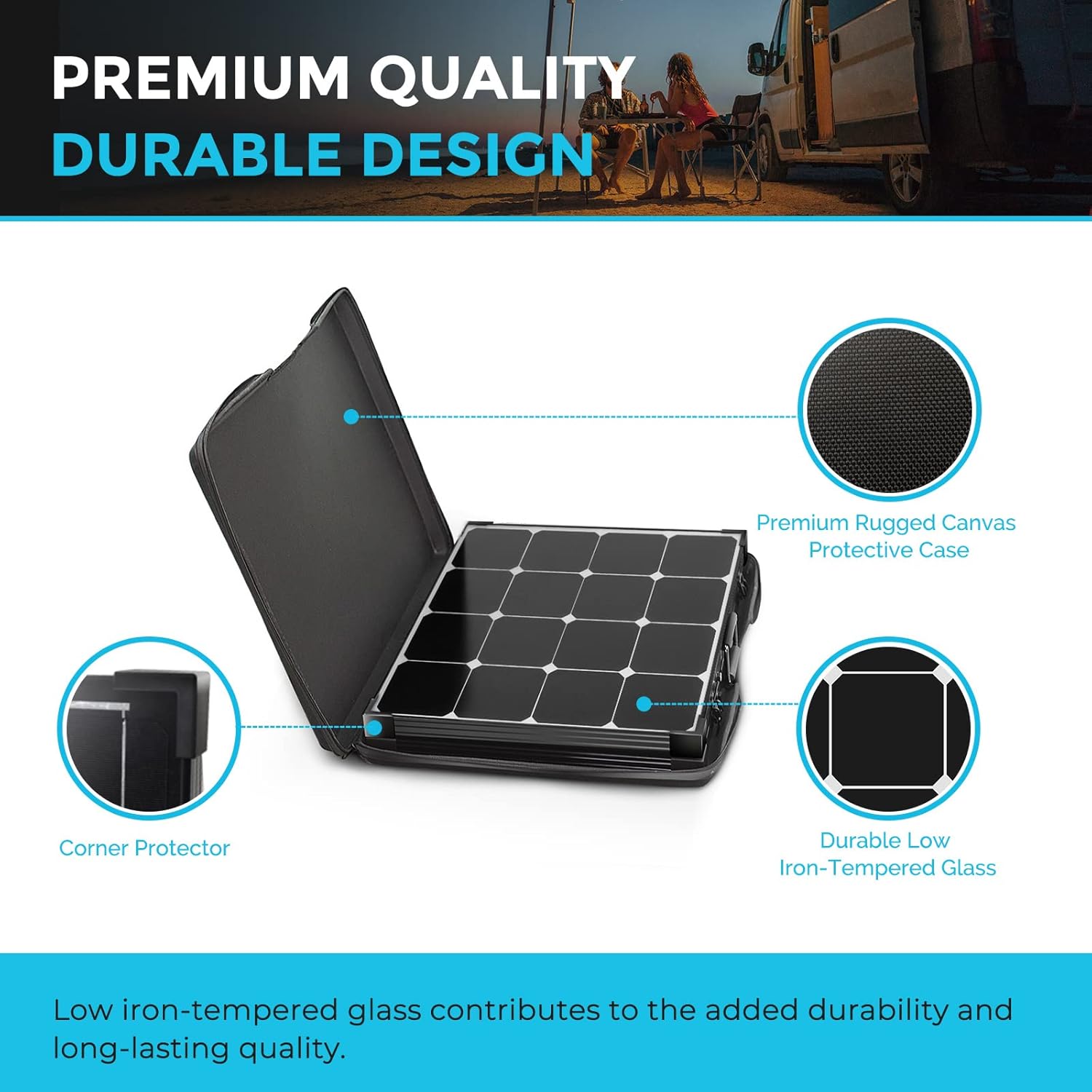 Renogy 200 Watt Off Grid Portable Foldable Solar Panel Suitcase Built-in Kickstand with Waterproof 20A Charger Controller, 200W-Waterproof