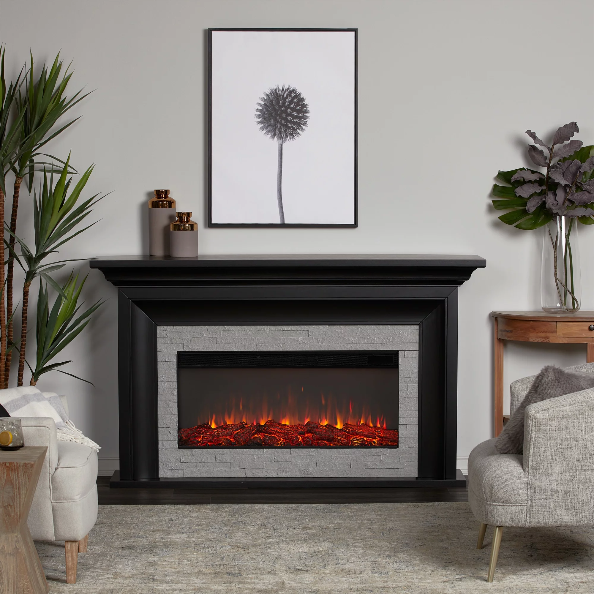 Real Flame 4830E Sonia 69" Wide 5,100 BTU Landscape Electric Mantel Fireplace - White