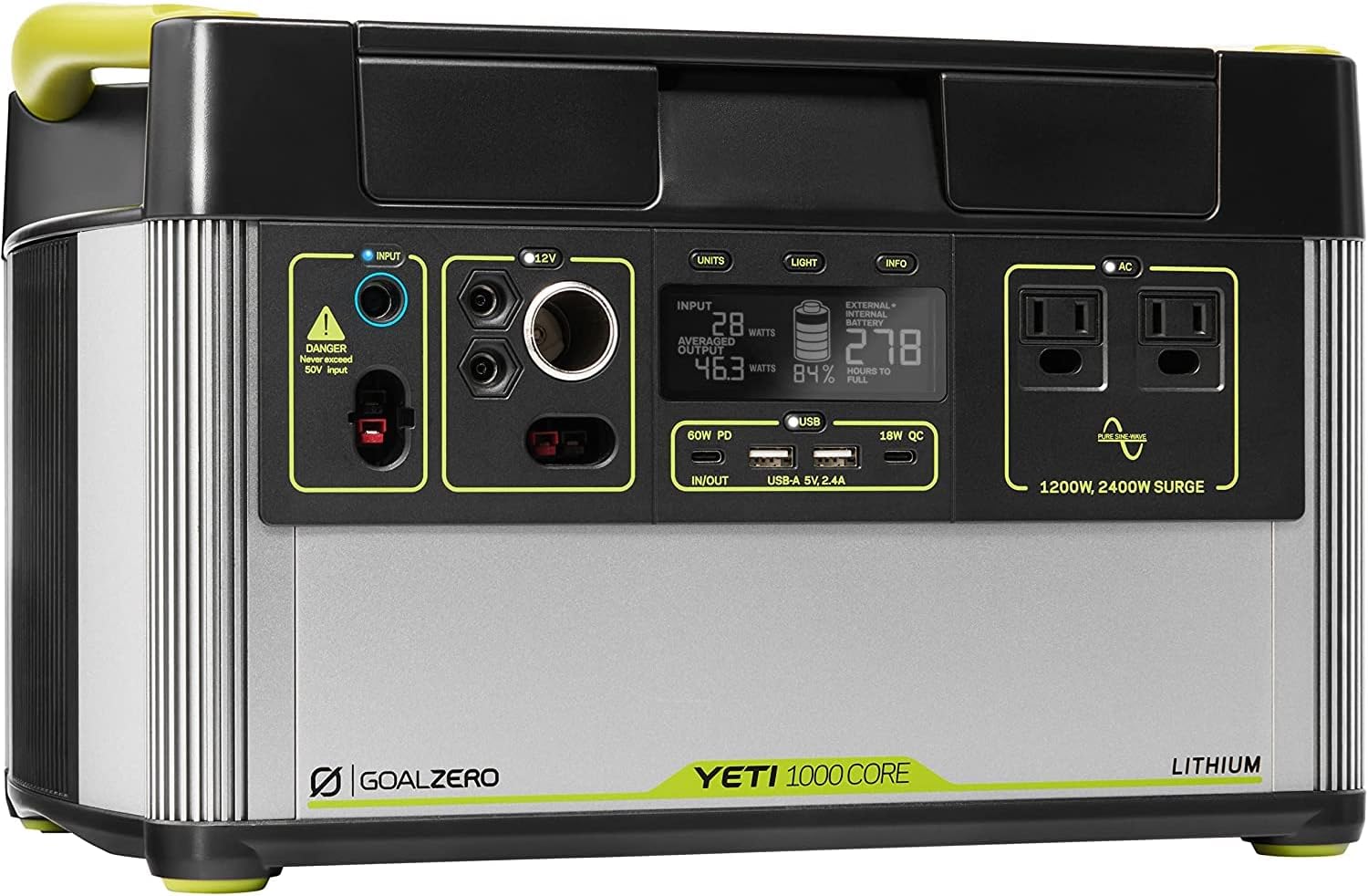 Goal Zero Yeti 1000 Core Portable Power Station, 1,000 W, Solar-Powered Generator (Solar Panel Not Included), USB-A/USB-C Ports and AC Outlets